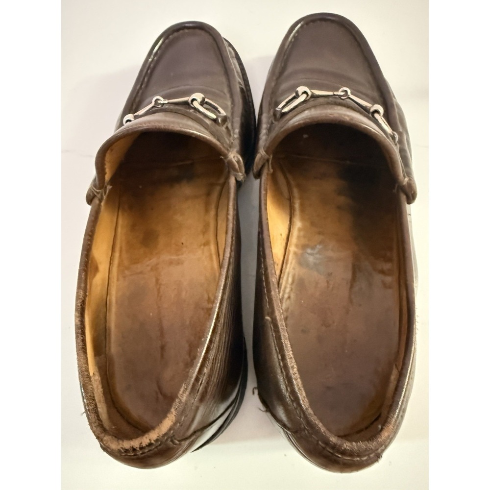 Gucci Brown Italian Leather Horsebit Lug Sole Chunky Loafers Size 11 - Picture 4 of 11